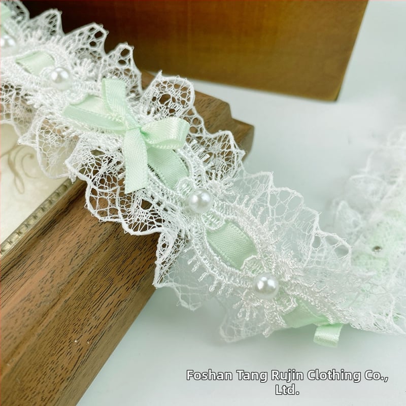 Полиестерна дантела с мъниста и бант за облекло, завеси и занаяти