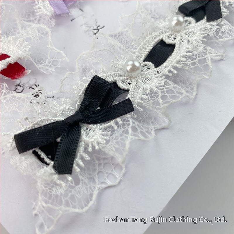 Полиестерна дантела с мъниста и бант за облекло, завеси и занаяти