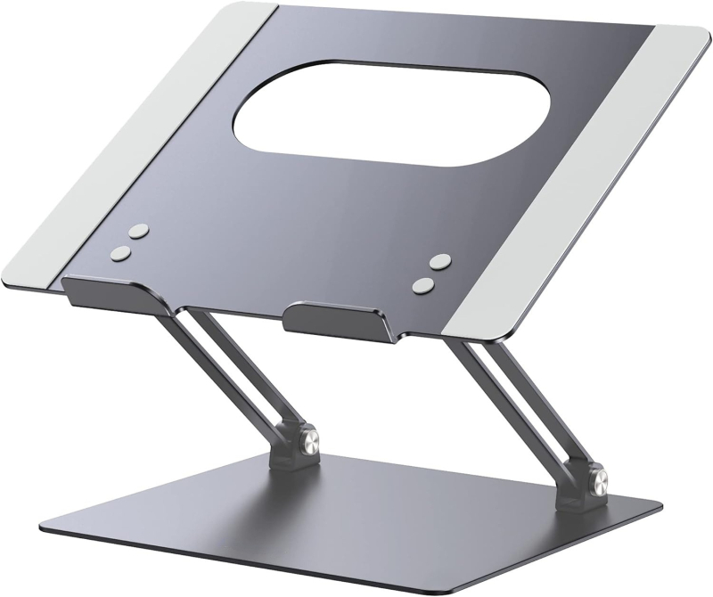 Portatīvā datora statīvs no alumīnija sakausējuma ar silikonu, saliekams, pacēlāja tips, universāls, modelis HG, dzesēšanas sistēma