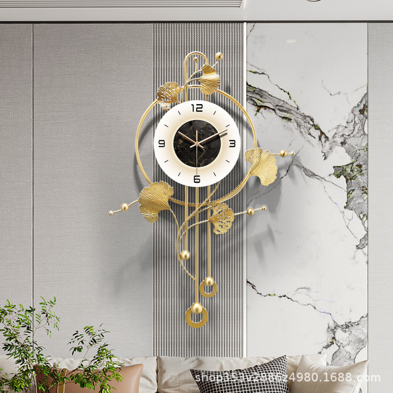 Μοντέρνο μονόπλευρο ρολόι τοίχου για σαλόνι, μηχανισμός Quartz, τροφοδοτούμενο με μπαταρία, μεταλλικό περίβλημα (55278)