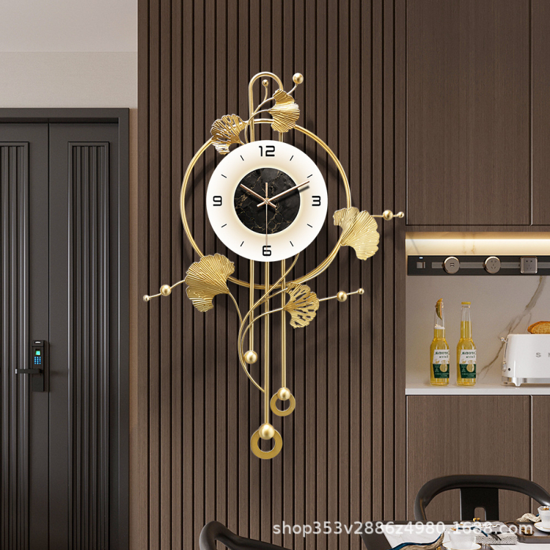 Μοντέρνο μονόπλευρο ρολόι τοίχου για σαλόνι, μηχανισμός Quartz, τροφοδοτούμενο με μπαταρία, μεταλλικό περίβλημα (55278)