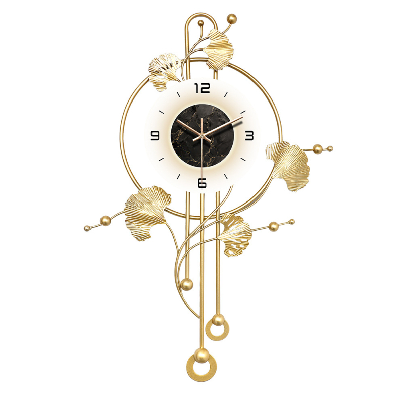 Μοντέρνο μονόπλευρο ρολόι τοίχου για σαλόνι, μηχανισμός Quartz, τροφοδοτούμενο με μπαταρία, μεταλλικό περίβλημα (55278)