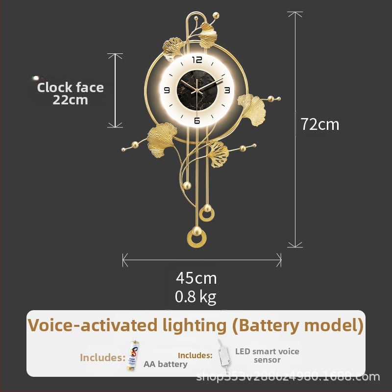 Μοντέρνο μονόπλευρο ρολόι τοίχου για σαλόνι, μηχανισμός Quartz, τροφοδοτούμενο με μπαταρία, μεταλλικό περίβλημα (55278)