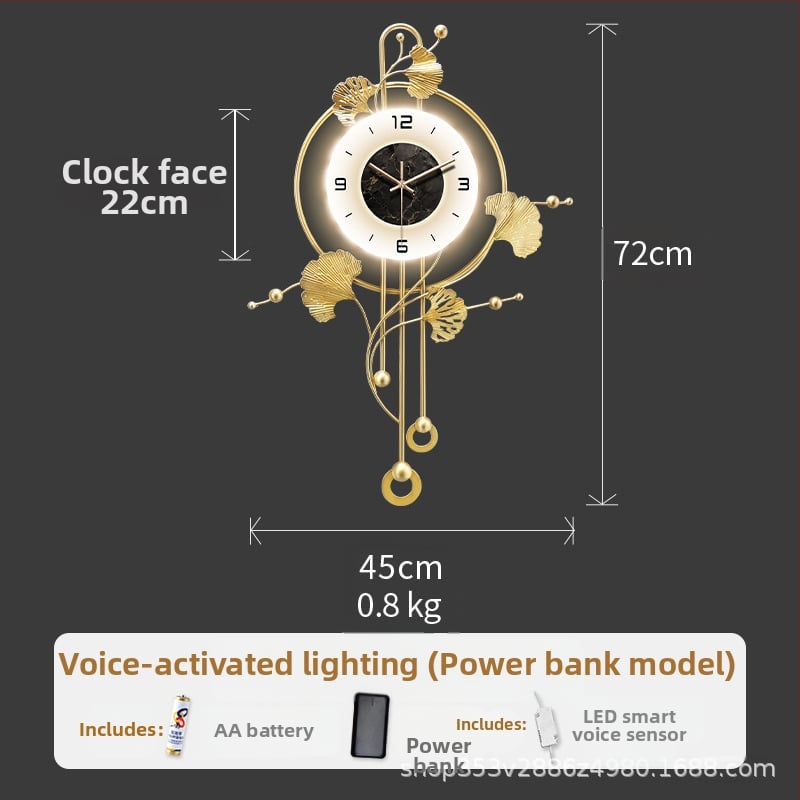 Μοντέρνο μονόπλευρο ρολόι τοίχου για σαλόνι, μηχανισμός Quartz, τροφοδοτούμενο με μπαταρία, μεταλλικό περίβλημα (55278)