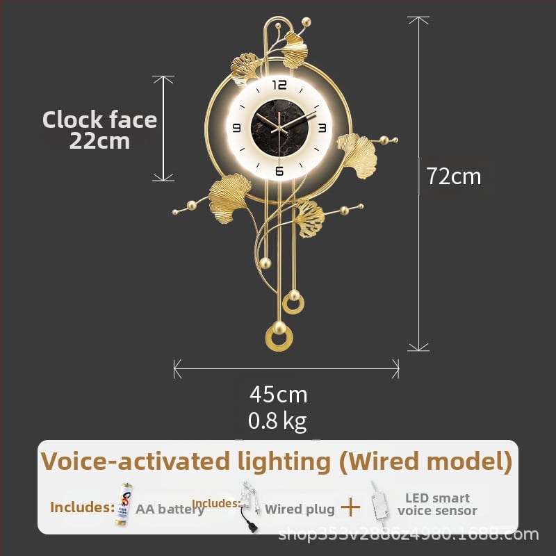 Μοντέρνο μονόπλευρο ρολόι τοίχου για σαλόνι, μηχανισμός Quartz, τροφοδοτούμενο με μπαταρία, μεταλλικό περίβλημα (55278)