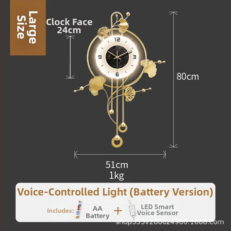 Μοντέρνο μονόπλευρο ρολόι τοίχου για σαλόνι, μηχανισμός Quartz, τροφοδοτούμενο με μπαταρία, μεταλλικό περίβλημα (55278)