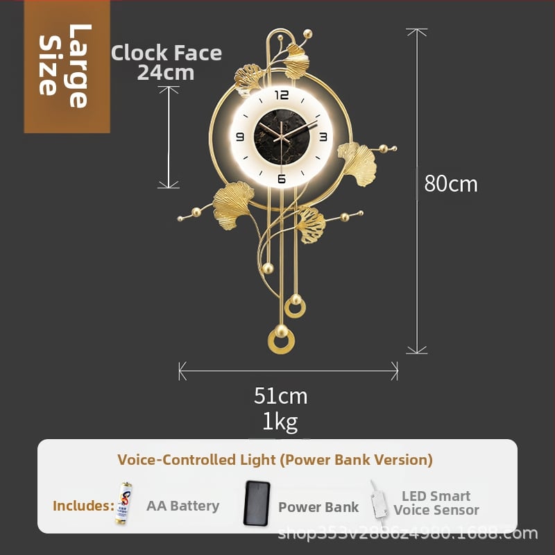 Μοντέρνο μονόπλευρο ρολόι τοίχου για σαλόνι, μηχανισμός Quartz, τροφοδοτούμενο με μπαταρία, μεταλλικό περίβλημα (55278)