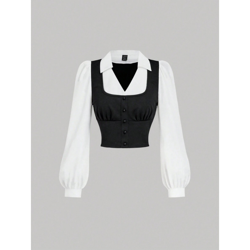 Dviejų dalių lino palaidinė komplektas, dryžuotas raštas, platus apykaklė, keturių krypčių tempimas