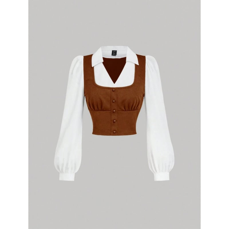 Dviejų dalių lino palaidinė komplektas, dryžuotas raštas, platus apykaklė, keturių krypčių tempimas