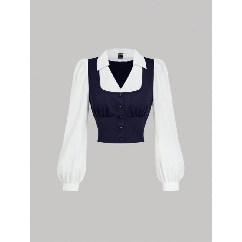 Dviejų dalių lino palaidinė komplektas, dryžuotas raštas, platus apykaklė, keturių krypčių tempimas