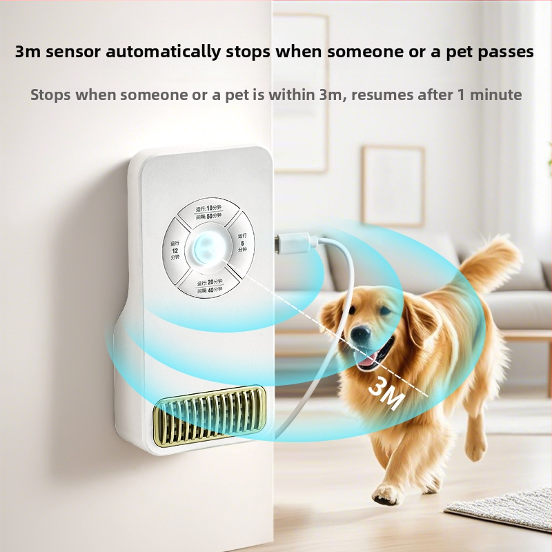 Ozónový čistič vzduchu pre domácnosť – dezodorizácia a dezinfekcia, USB napájanie, nástenná montáž, vhodný pre 21–30 m², hluk < 36 dB