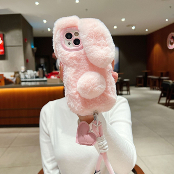 Tālruņa vāciņš ar animētu truša tēlu iPhone 13 Pro Max / 13 Pro / 14 Pro Max – mīksts gumijas materiāls, rokdarbs, pilns pārklājums, kritienu aizsardzība