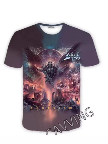 T-krekls ar 3D Sodom zīmējumu, Harajuku stil, hip-hop, īsās piedurknes, apļveidīgs kakla izgriezums, gaisīgs poliestera audums Bird's-eye