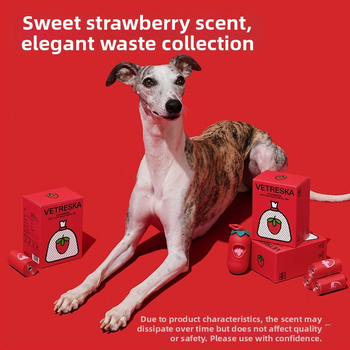 Set de pungi pentru adunarea materiilor fecale, design capsulă de căpșună, îngroșat, portabil, pentru drumeții în aer liber și plimbări cu câinii