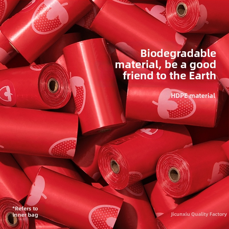 Sada vreciek na zber exkrementov s dizajnom jahodovej kapsule, hrubšia a prenosná, určená pre vonkajšie cesty a prechádzky so psom