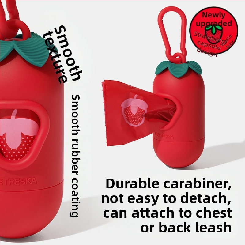 Sada vreciek na zber exkrementov s dizajnom jahodovej kapsule, hrubšia a prenosná, určená pre vonkajšie cesty a prechádzky so psom