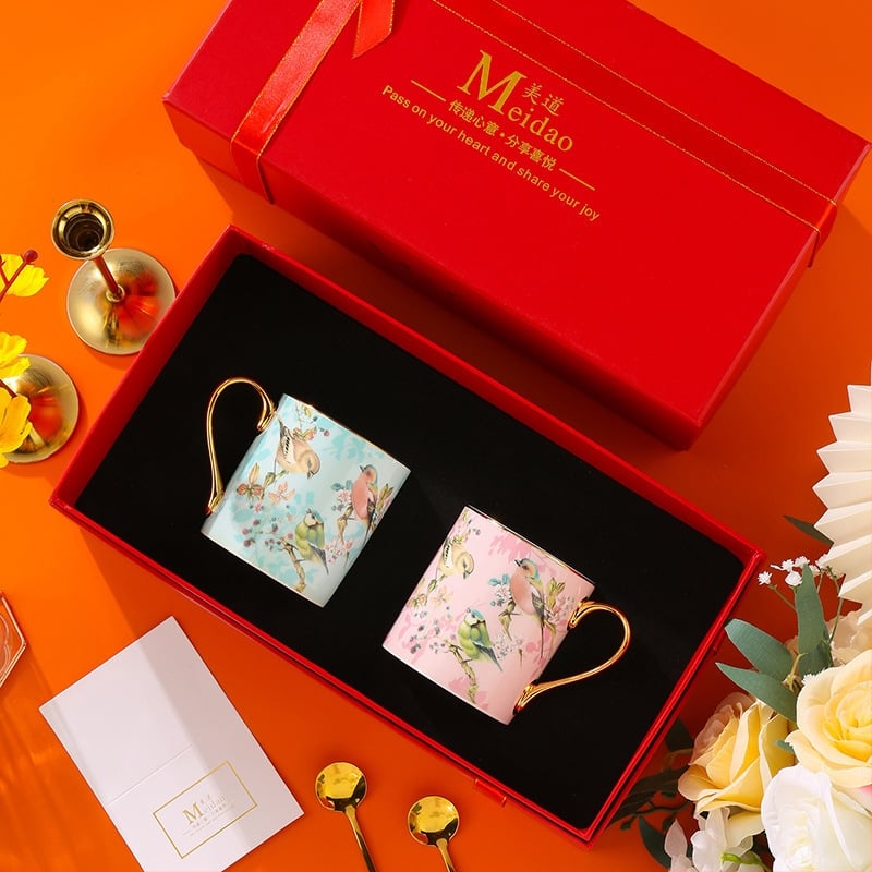 Set šalice od kostnog porculana – moderni minimalistički stil, poklon za rođendane i useljenje, idealno za parove