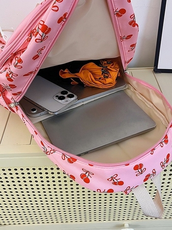 Meitenes skolas mugursoma no neilona – ūdensizturīga, ultra viegla, nodilumizturīga, pret zādzību, izliekta plecu siksna, augļu raksts