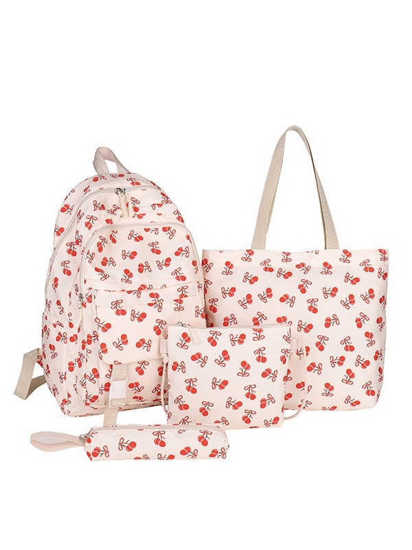 Meitenes skolas mugursoma no neilona – ūdensizturīga, ultra viegla, nodilumizturīga, pret zādzību, izliekta plecu siksna, augļu raksts