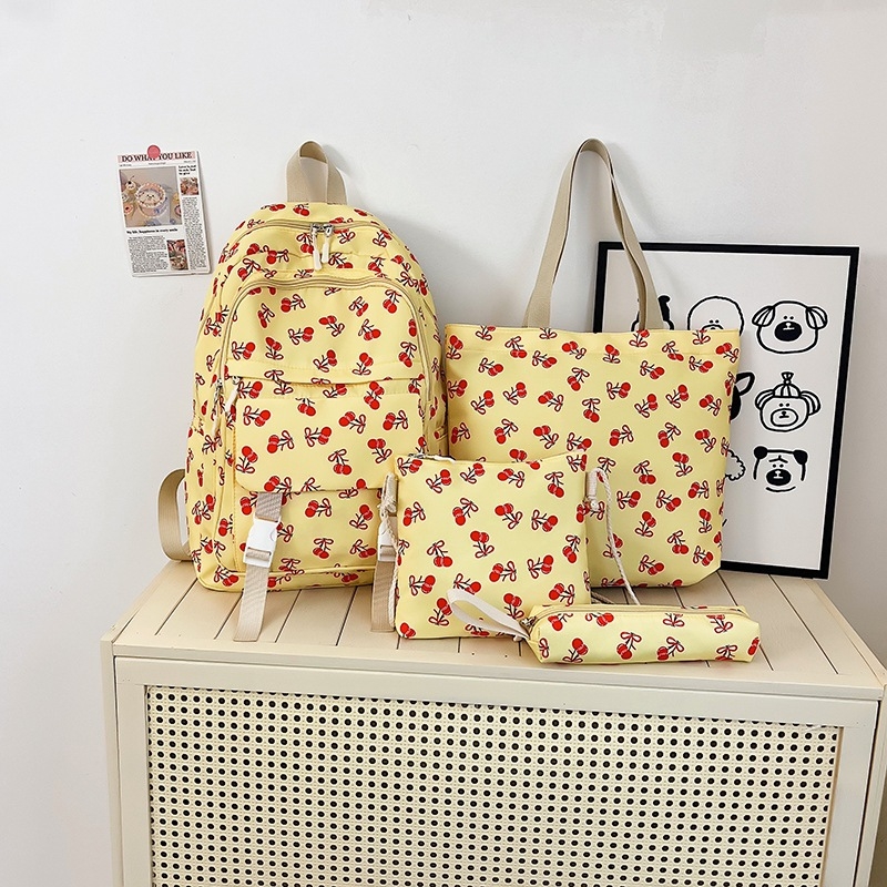 Meitenes skolas mugursoma no neilona – ūdensizturīga, ultra viegla, nodilumizturīga, pret zādzību, izliekta plecu siksna, augļu raksts