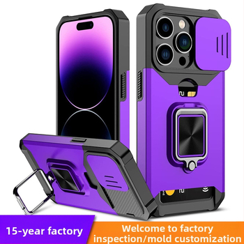 Aizmugurējā vāciņa lieta ar stiprinājumu un kritiena aizsardzību iPhone 11/13/14, TPU+PC ar metāla gredienu, injekcijas formēšana