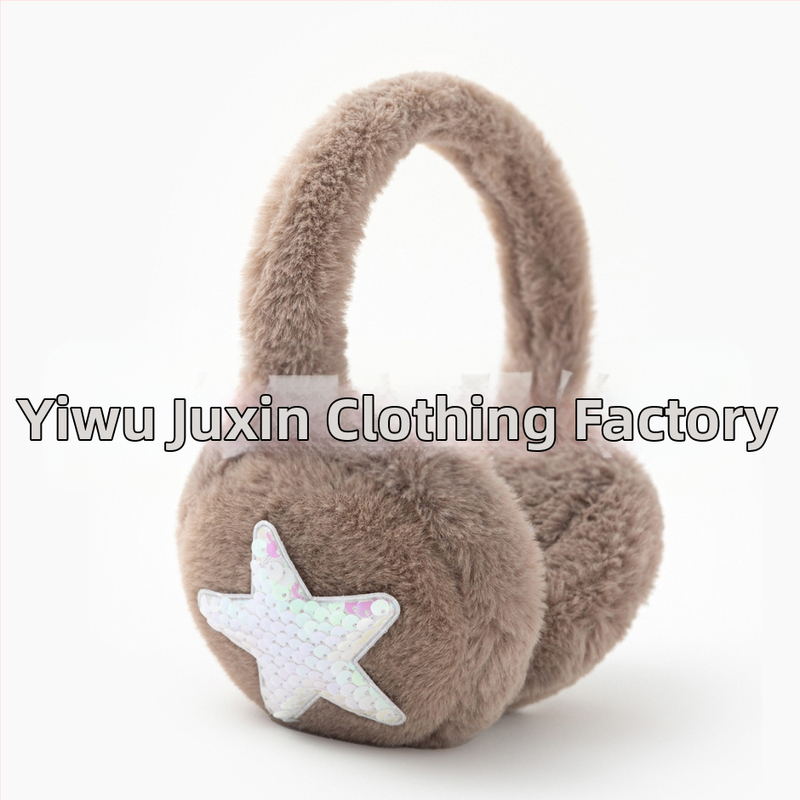 Plyšové ušné chrániče s päťuholníkovou hviezdou, zimné teplé, vetruodolné, skladacie, polyester