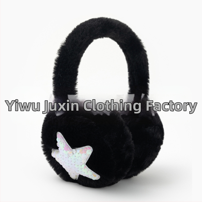 Ötágú csillagos plüss fülvédő, téli meleg, szélálló, összecsukható, poliészter