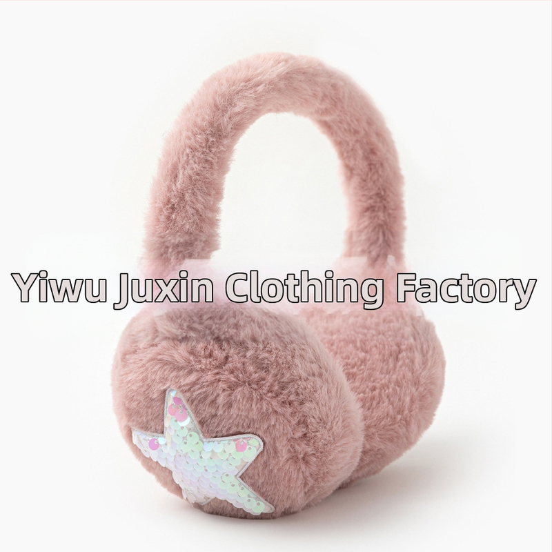 Ötágú csillagos plüss fülvédő, téli meleg, szélálló, összecsukható, poliészter