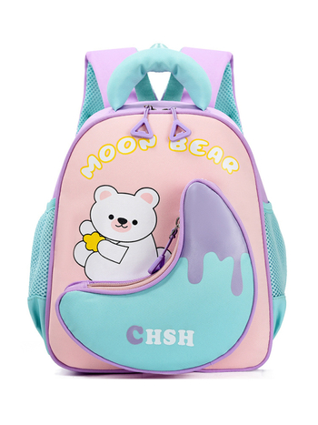 Детска раница за детска градина, изключително лека и дишаща, нейлон, извита презрамка, унисекс, подплата полиестер