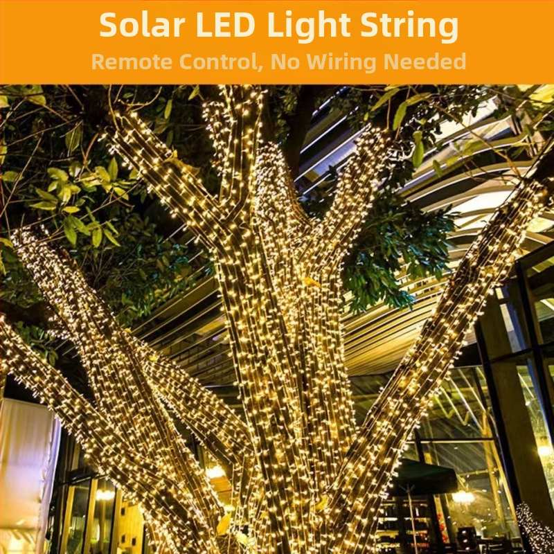 KM-S100 Solárne LED blikajúce reťazové svetlá do vonkajšieho prostredia – IP65, ovládanie tlačidlom a diaľkovým, svetelný zdroj 6000