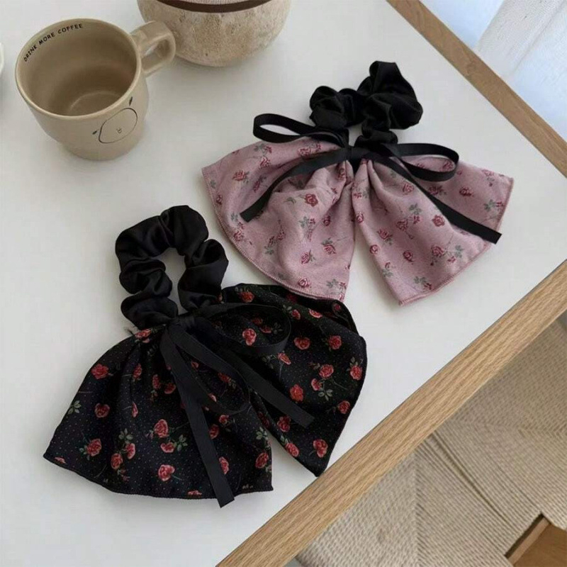 Gumena gumica za kosu s mašnicom od satena, korejskog stila, tip zatvaranja Rope Buckle, materijal Red Bean, model SH71813548, zima 2025