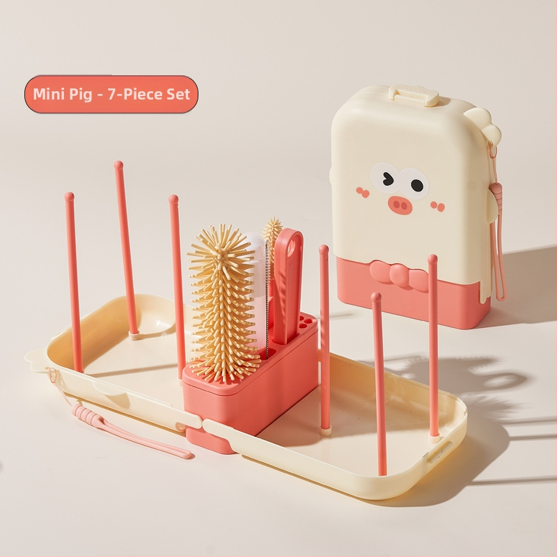 Portatīvs pudelīšu suka komplekts – bērnu pudelīšu tīrīšanas komplekts ar sūkšanas cauruli un daudzfunkcionālo krūzīšu suku | Preces kods: p8xcDJKx • Iepakojums: krāsaina kaste • Ārējā eksporta ekskluzivitāte • Noliktavā