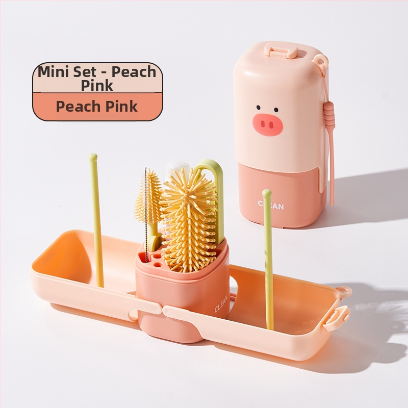 Portatīvs pudelīšu suka komplekts – bērnu pudelīšu tīrīšanas komplekts ar sūkšanas cauruli un daudzfunkcionālo krūzīšu suku | Preces kods: p8xcDJKx • Iepakojums: krāsaina kaste • Ārējā eksporta ekskluzivitāte • Noliktavā