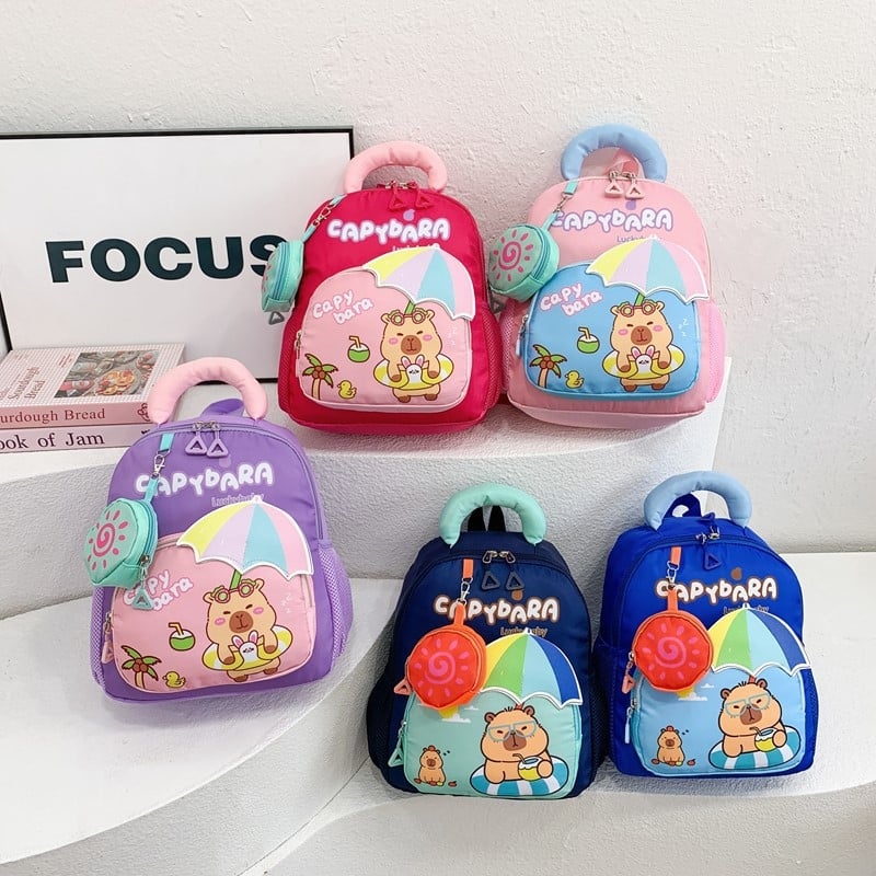 Capybara bērnu mugursoma bērnudārzam, universāla, neilons, poliestera oderējums, gaisa spilvenu siksnas