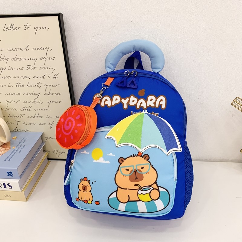 Capybara bērnu mugursoma bērnudārzam, universāla, neilons, poliestera oderējums, gaisa spilvenu siksnas