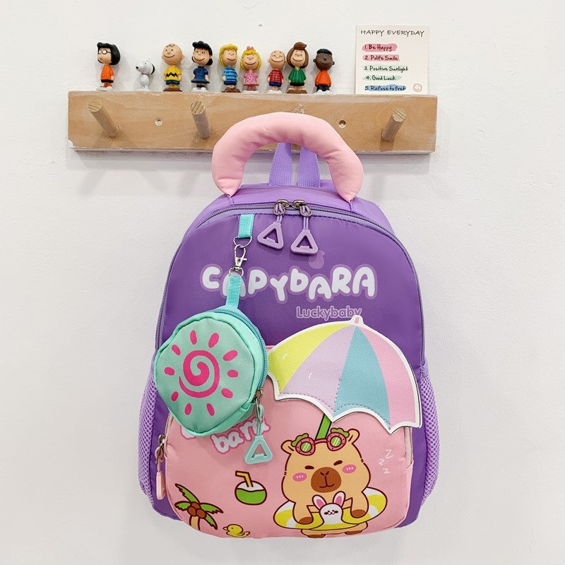 Capybara bērnu mugursoma bērnudārzam, universāla, neilons, poliestera oderējums, gaisa spilvenu siksnas