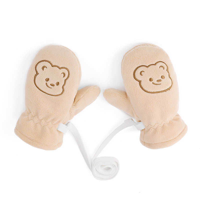 Bērnu slēpošanas cimdi no fleece materiāla, karikatūras dizains, pretslīdēšana, ziema/rudens