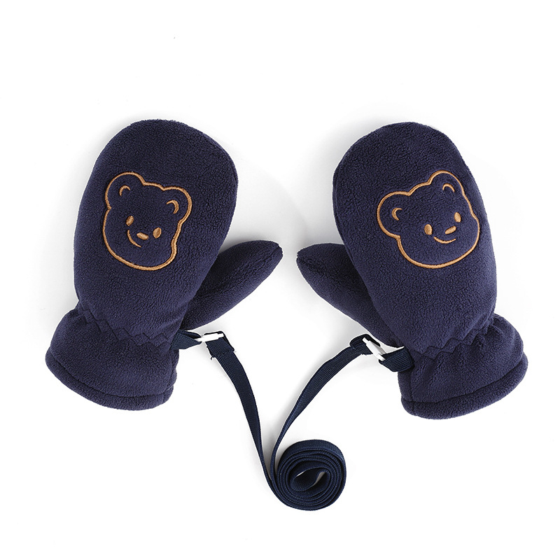 Bērnu slēpošanas cimdi no fleece materiāla, karikatūras dizains, pretslīdēšana, ziema/rudens