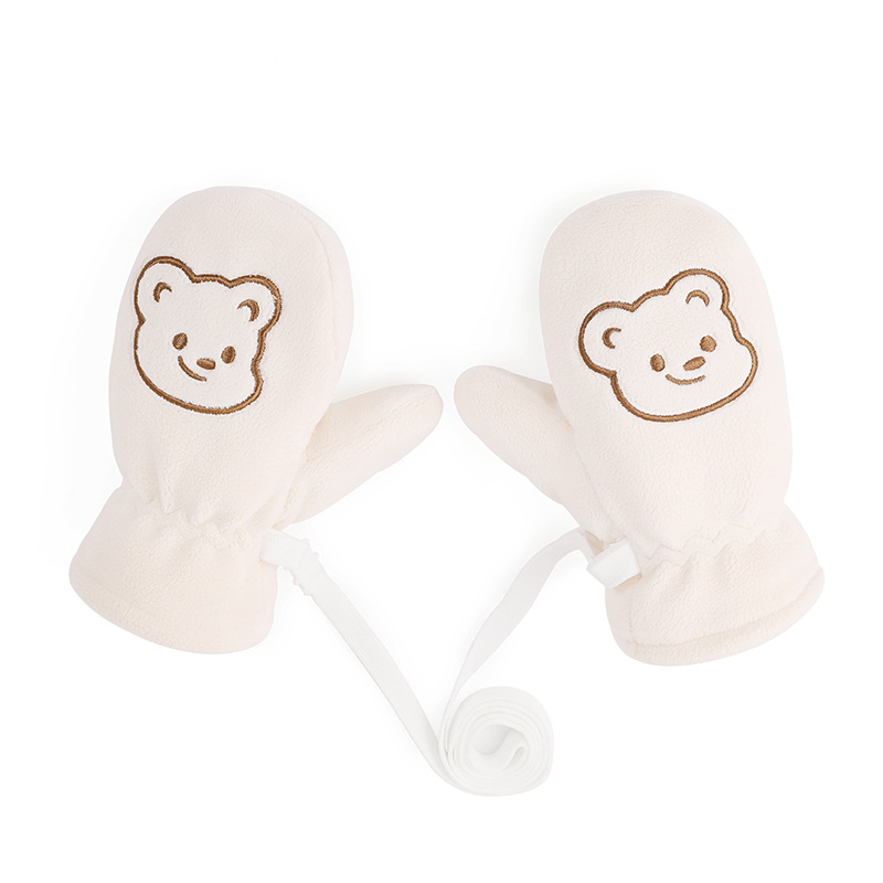 Bērnu slēpošanas cimdi no fleece materiāla, karikatūras dizains, pretslīdēšana, ziema/rudens