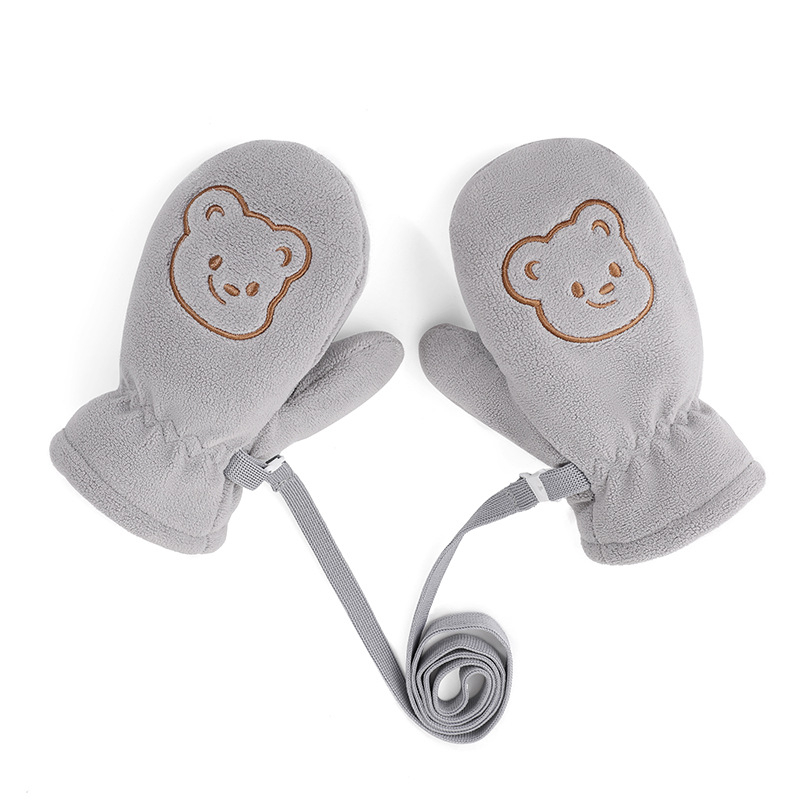 Bērnu slēpošanas cimdi no fleece materiāla, karikatūras dizains, pretslīdēšana, ziema/rudens