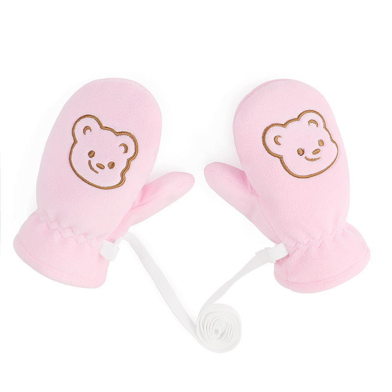 Bērnu slēpošanas cimdi no fleece materiāla, karikatūras dizains, pretslīdēšana, ziema/rudens