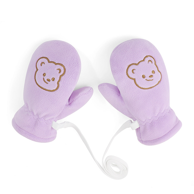 Bērnu slēpošanas cimdi no fleece materiāla, karikatūras dizains, pretslīdēšana, ziema/rudens