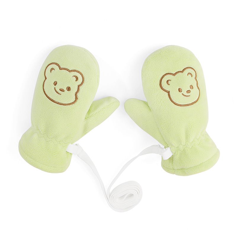 Bērnu slēpošanas cimdi no fleece materiāla, karikatūras dizains, pretslīdēšana, ziema/rudens