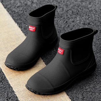 Ženske čizme za kišu s PVC gornjim dijelom, vodootporne, protuklizne, ravna peta, injekcijski oblikovane
