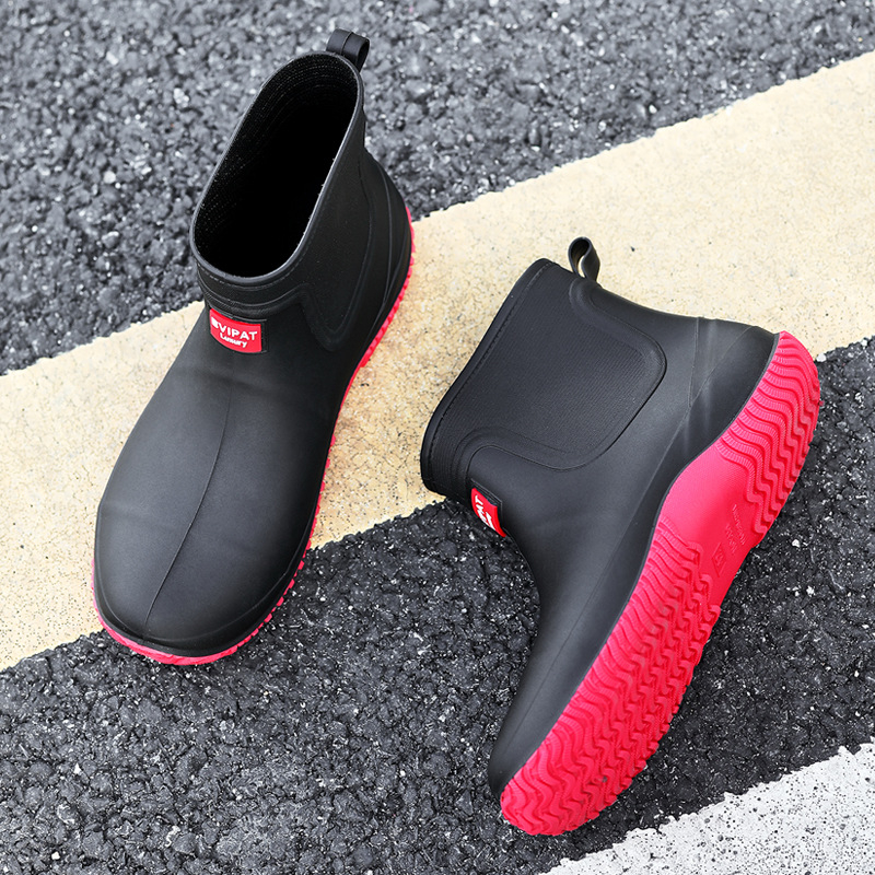 Ženske čizme za kišu s PVC gornjim dijelom, vodootporne, protuklizne, ravna peta, injekcijski oblikovane