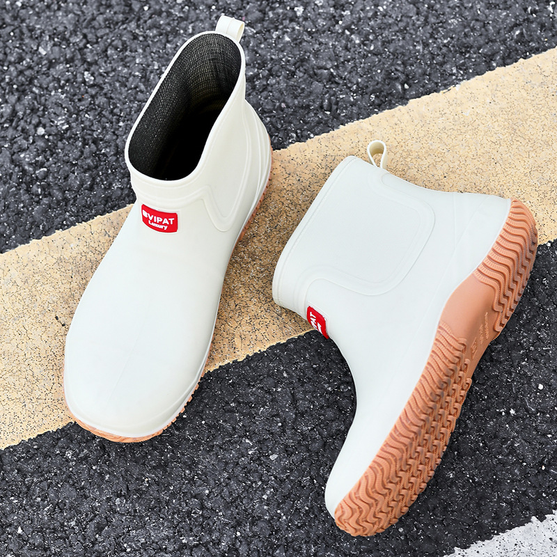 Ženske čizme za kišu s PVC gornjim dijelom, vodootporne, protuklizne, ravna peta, injekcijski oblikovane