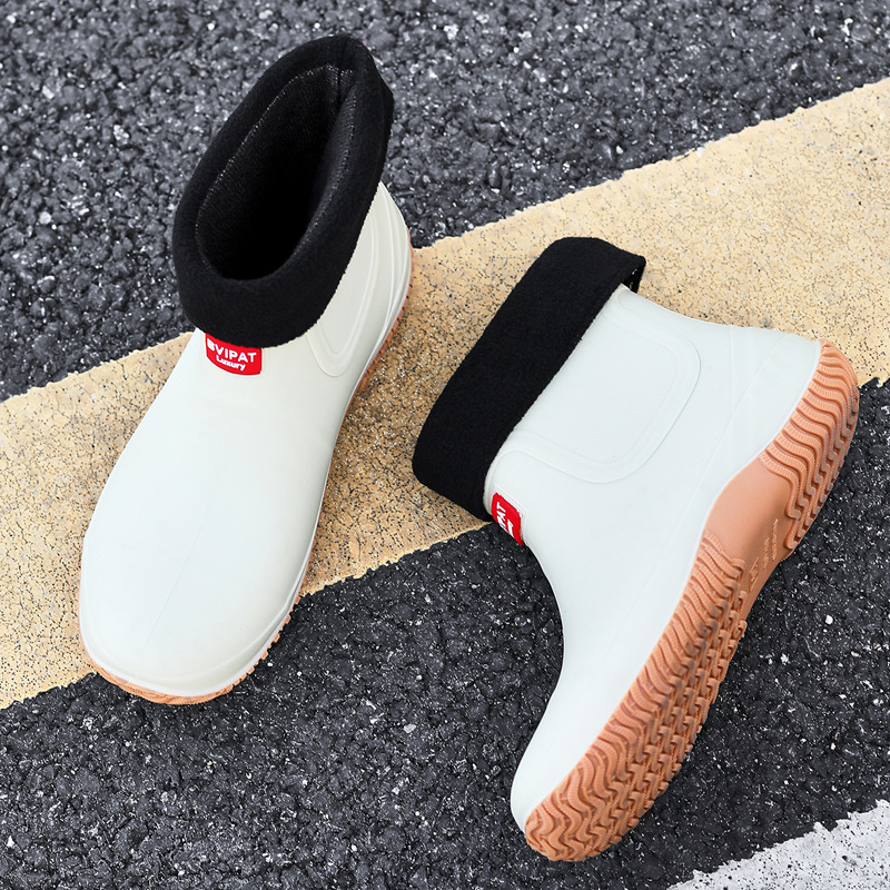 Ženske čizme za kišu s PVC gornjim dijelom, vodootporne, protuklizne, ravna peta, injekcijski oblikovane