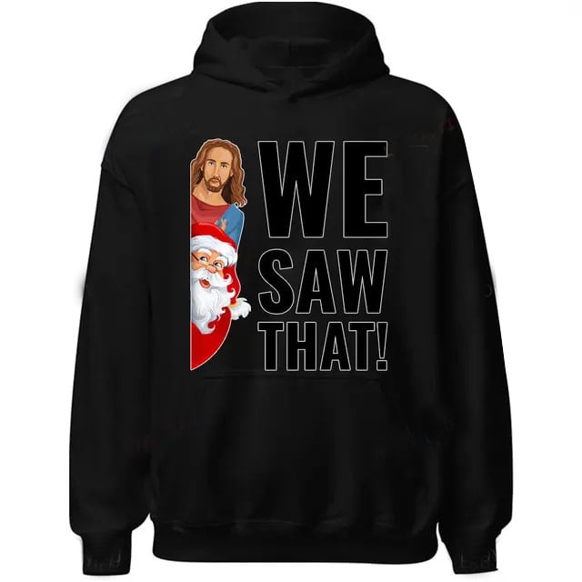 Hoodie s retro božićnim printom za muškarce i žene, kapuljača, poliester, flis unutra, dugi rukavi, bočne džepove