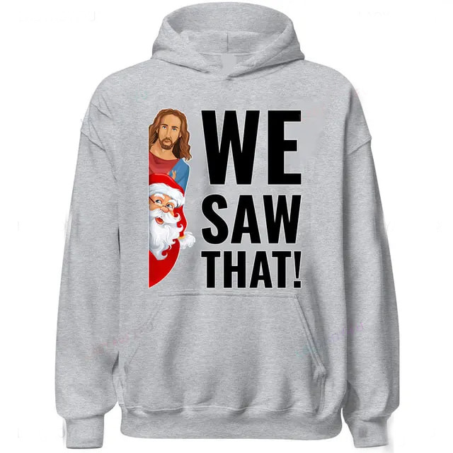 Hoodie s retro božićnim printom za muškarce i žene, kapuljača, poliester, flis unutra, dugi rukavi, bočne džepove