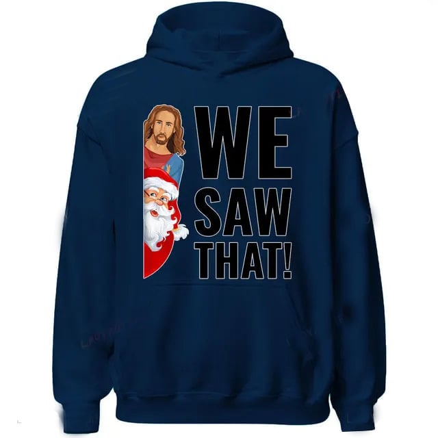 Hoodie s retro božićnim printom za muškarce i žene, kapuljača, poliester, flis unutra, dugi rukavi, bočne džepove